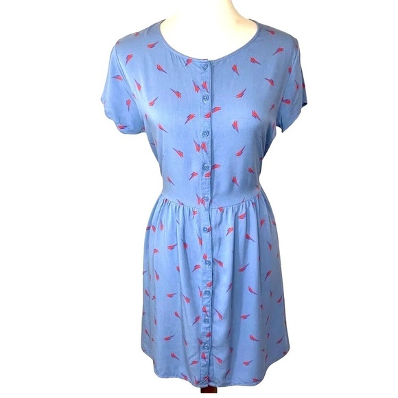 Junk Food Lightnings Clothing David Bowie Tie button down shirt Dress women’s L - Picture 1 of 10